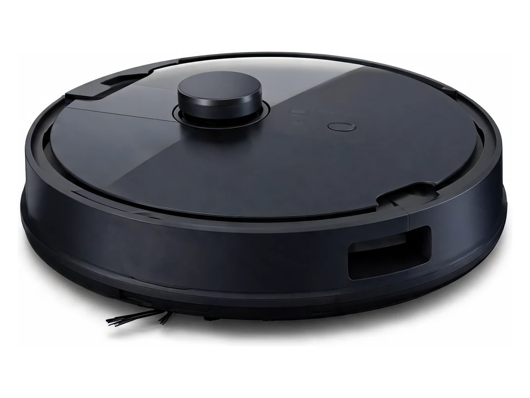 Aspirator robot negru cu turelă de navigare laser